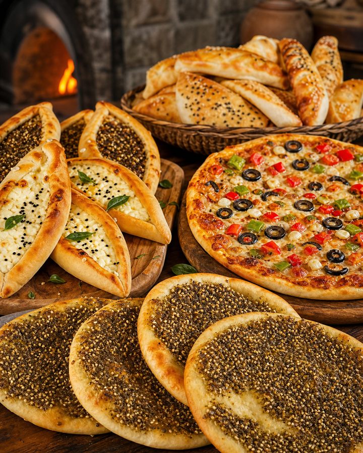 Manakish, Gebäck und Pizza